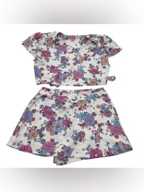 Dollz Kill x Sugar Thrillz Matching Set Floral Top  & Wrap Skort Flowers Hippie
